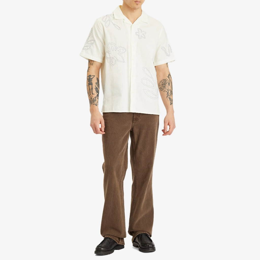 Wax London Men's Didcot Oversized Floral Vacation Shirt Ecru/Pale Blue